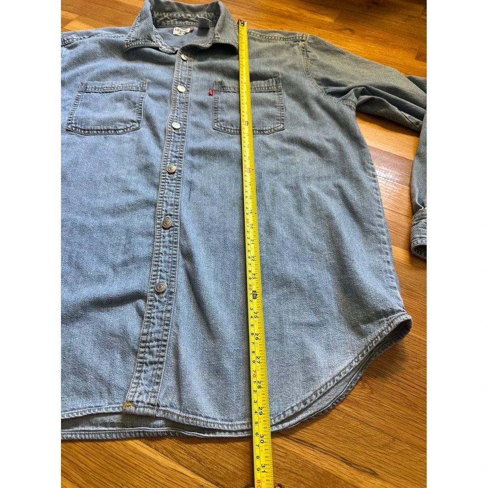 Levi Jeans Mens Large Light Wash Denim Long Sleeve Button Down Shirt RN107487